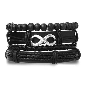 Conjunto de Pulseiras Infinito Vintage em Couro Trançado - CloudStock