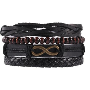 Conjunto de Pulseiras Infinito Vintage em Couro Trançado - CloudStock