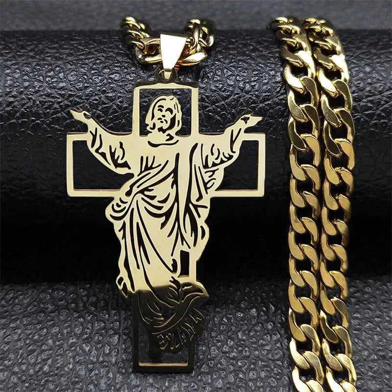 Amuleto em Aço Inox com Pingente de Jesus